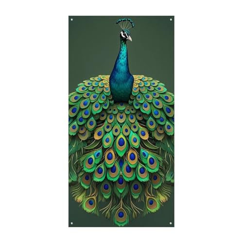 Pfau mit Quasten Türvorhang Banner Wandbehang Banner Hintergrund Augenbinde Vorhang Willkommen Eingang Schild für Partys Festliche Feiern von DWVSFJM