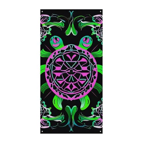 Psychedelische Meeresschildkröte Türvorhang Banner Wandbehang Banner Hintergrund Augenbinde Vorhang Willkommen Eingang Schild für Partys Festliche Feiern von DWVSFJM