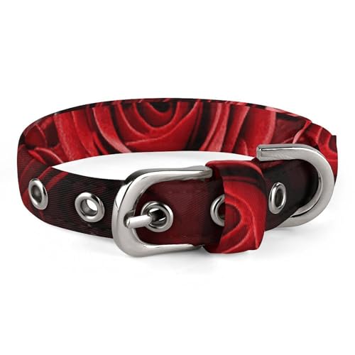 Red Rose Love Heart Hundehalsband, verstellbar, weich und bequem, Welpenhalsbänder mit Metallschnalle, Haustierhalsband für kleine, mittelgroße Haustiere Red Rose Love Heart Hundehalsband, verstellbar, weich und bequem, Welpenhalsbänder mit Metallschnalle, Haustierhalsband für kleine, mittelgroße Haustiere von DWVSFJM