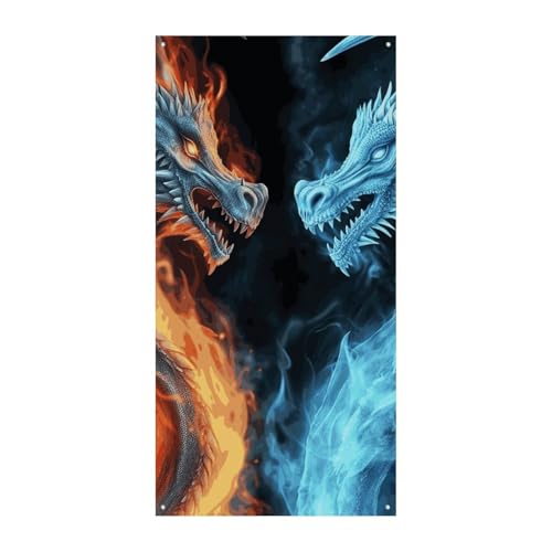 Türabdeckung mit Eis- und Feuerdrachen, 90 x 180 cm, Party-Banner, saisonales Willkommensschild, vertikale Dekoration, Türaufhängung für Veranda, Eingang, Gartendekoration Türabdeckung mit Eis- und Feuerdrachen, 90 x 180 cm, Party-Banner, saisonales Willkommensschild, vertikale Dekoration, Türaufhängung für Veranda, Eingang, Gartendekoration von DWVSFJM