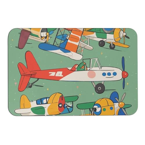 Viele Cartoon-Flugzeuge Kieselalgen-Badematten absorbieren Feuchtigkeit und Schmutz, Fußmatte mit rutschfester Gummi-Unterseite, Bodenmatte passt unter die Tür, für Badezimmerboden, Badewanne, Dusche Viele Cartoon-Flugzeuge Kieselalgen-Badematten absorbieren Feuchtigkeit und Schmutz, Fußmatte mit rutschfester Gummi-Unterseite, Bodenmatte passt unter die Tür, für Badezimmerboden, Badewanne, Dusche von DWVSFJM