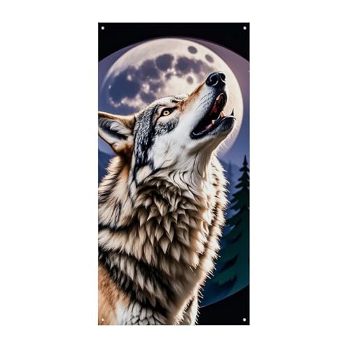 Wölfe Türvorhang Banner Wandbehang Banner Hintergrund Augenbinde Vorhang Willkommen Eingang Schild für Partys Festliche Feiern von DWVSFJM
