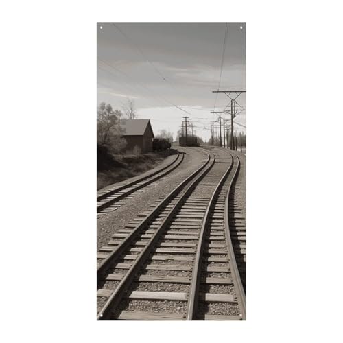 Zugbahn Türvorhang Banner Wandbehang Banner Hintergrund Augenbinde Vorhang Willkommen Eingang Schild für Partys, Festliche Feiern von DWVSFJM