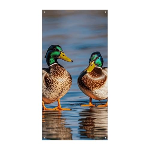 Zwei Stockenten Türvorhang Banner Wandbehang Banner Hintergrund Augenbinde Vorhang Willkommen Eingang Schild für Partys Festliche Feiern von DWVSFJM