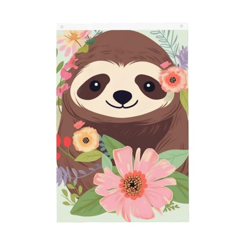 Faultier und Blumen, Willkommensflagge, 60 x 90 cm, doppelseitig, kein Verblassen, für Haus, Hof, Hof, Foto, Hintergrund, Party-Banner für Innenhof, Veranda, Rasen, Outdoor-Dekoration Faultier und Blumen, Willkommensflagge, 60 x 90 cm, doppelseitig, kein Verblassen, für Haus, Hof, Hof, Foto, Hintergrund, Party-Banner für Innenhof, Veranda, Rasen, Outdoor-Dekoration von DWVTFSM