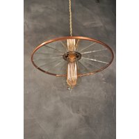 Vintage Industrielle Pendelleuchte Mit Flachem Spiegel Reflektor Schirm - Kupfer Antike Machine Age Fabrik Leuchte Beleuchtung von DWVintage