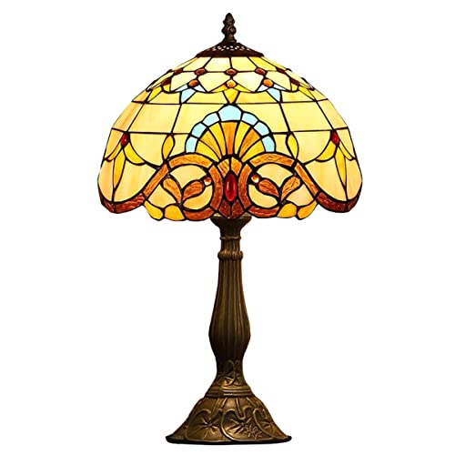 19 Zoll Groß Tiffany Stil Lampen Großen Barock Tisch, Schreibtisch-Licht Mit Buntglas-Licht-Schatten Und Harzkörpern, Vintage Viktorianischen Accent-Lampe for Wohnzimmer Bedside von RIAMTGCX