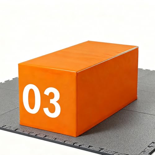 4-in-1 Verstellbarer PVC-Sprungkasten für Kinder und Erwachsene, Plyo-Box mit Stoßdämpfendem EPE-Schaum und Sicherem Stapelbarem Design für Heim- und Outdoortraining(Size:H:35CM,Color:orange) von DWZL
