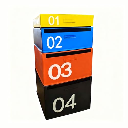 DWZL 4-in-1 Verstellbarer Sprungkasten Kinder/Erwachsene, PVC-Plyo-Box mit Stoßdämpfendem EPE-Schaum, Sichere Stapelbare Bauart mit Haken-und-Schlaufen-Verschlüssen(Size:4-in-1-H:120cm) von DWZL