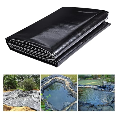 HDPE Teichfolie, Gartenteichfolie Teichfolie Schwimmteichfolie Multigröße Schwarz Hochleistungsunterlage Dichtungsfolie Für Fischteiche Brunnen Wassergarten Und Wasserfall(Size:10*10m,Color:20S) von DWZL