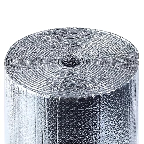 Selbstklebende Doppel-Lagen-Alufolien-Bubble-Isolierfolie, Alufolie Isolationsrolle Sonnenschutz Wasserdicht Wärmedämmung Für Auto Wand Dachboden Dach Schuppen Camping Zuha(Size:1*50m (39.3in*164ft)) von DWZL