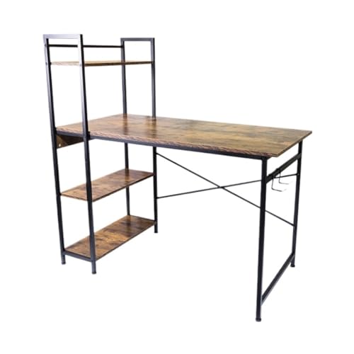 Study Table Desktop H-förmiger Computertisch, einfacher moderner Schlafzimmerschreibtisch mit Bücherregal, Computertisch, Schreibtisch for Zuhause Schreibtisch von DWZXL