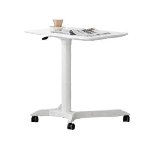 Study Table Höhenverstellbarer, pneumatisch anhebbarer Studiertisch, Tischplatte kann umgedreht und gekippt Werden, mobiler Computertisch Schreibtisch(White) von DWZXL