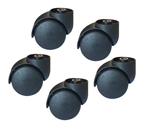 DWhui 50mm Möbel Caster Ersatz Rollen Drehstuhl Rad-Loch-Durchmesser 8mm Rodless Mute Bürostuhl Caster 360 Grad-Schwenker-Rollen for Wohnmöbel Büro 5pcs (Farbe : Black) von DWhui