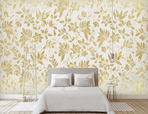 3D Tapeten 3D Effekt Wohnzimmer Schlafzimmer Kinder Tapeten Junge Einfache Goldene Blumen Hintergrund Wand Fototapete Natur Blumen Wald von DWwallpaper