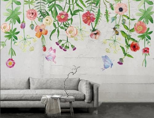 Fototapete 3D Effekt Frische Botanische Blume Rebe Hintergrund Wand 150x105cm, Wanddeko, Wandbild, Wandtapete von DWwallpaper