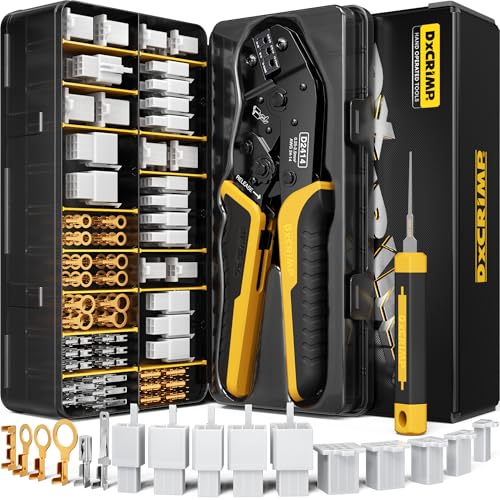 DxCRIMP Crimpzange Kfz Stecker Set, 0,25–2,5 mm² (AWG 24–14), mit 2/3/4/6/9-polig 2,8 mm Kabel Steckverbinder und Entriegelungswerkzeug, Kabelsteck für kfz und Motorrad von DXCRIMP