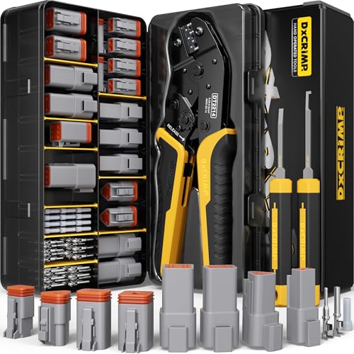 DxCRIMP DT Deutsch Stecker Crimpzange Set für 0,25–2,5mm² mit 2/3/4/6 polig Kabelsteck Kfz Set und Entfernungswerkzeugen, Wasserdicht Kfz Stecker Set, DT Steckverbinder Kit, Auspinnwerkzeug Kfz Set DxCRIMP DT Deutsch Stecker Crimpzange Set für 0,25–2,5mm² mit 2/3/4/6 polig Kabelsteck Kfz Set und Entfernungswerkzeugen, Wasserdicht Kfz Stecker Set, DT Steckverbinder Kit, Auspinnwerkzeug Kfz Set von DXCRIMP