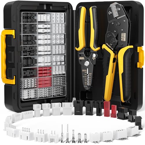 DxCRIMP JST Crimpzange Set, JST-SYP + JST-SM + JST-XH 2,5mm Crimpzange Stecker Set, Es gibt 29 Stile Stecker mit Abisolierzange, Crimpzange [Für 0,03-0,5mm²]. Krimpzange für Dupont Stecker Set, Molex von DXCRIMP