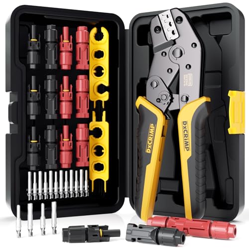 DxCRIMP Solar Crimpzange Set, PV Modul, 6 Paar Stecker Fuer Solarkabel für 2,5/4/6mm² Solarkabel PV Kabel, Solar Stecker Set mit Schraubenschlüssel, Krimpzange, PV Stecker PV Anlage,Solar Modul. von DXCRIMP
