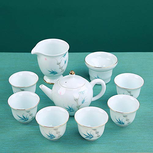 DXDXZDXLUF 10 Stück/Set Exquisite Keramik-Teesets Handgefertigte Wasserkocher-Teetassen Haushaltsfilter Porzellan-Teekanne Chinesisches Teegeschirr Trinkgeschirr-10 Stück_C. (10 Stück B.) von DXDXZDXLUF