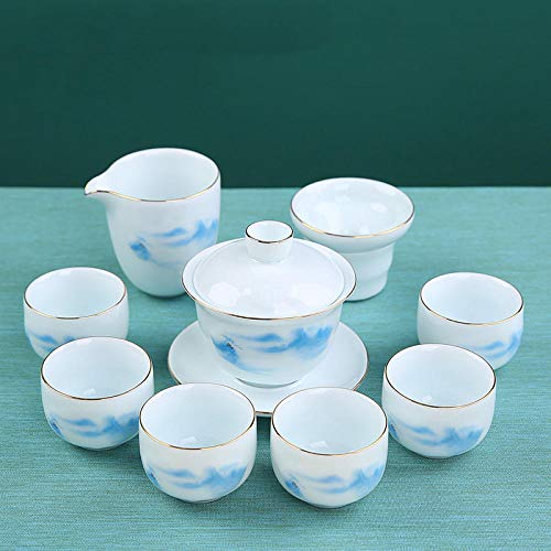 DXDXZDXLUF 10 Stück/Set Exquisite Keramik-Teesets Handgefertigte Wasserkocher-Teetassen Haushaltsfilter Porzellan-Teekanne Chinesisches Teegeschirr Trinkgeschirr-10 Stück_C. (10 Stück D.) von DXDXZDXLUF
