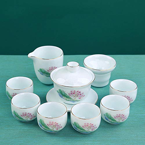 DXDXZDXLUF 10 Stück/Set Exquisite Keramik-Teesets Handgefertigte Wasserkocher-Teetassen Haushaltsfilter Porzellan-Teekanne Chinesisches Teegeschirr Trinkgeschirr-10 Stück_C. (10 Stück G) von DXDXZDXLUF