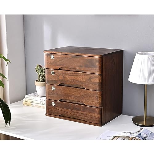 Schreibtisch-Aufbewahrungsbox mit Schubladen – Schreibtisch-Ordner, Schreibtisch-Organizer aus Massivholz mit 4 Ebenen, Schreibtisch-Aufbewahrungsbox aus Holz mit Schublade von DXDXZDXLUF