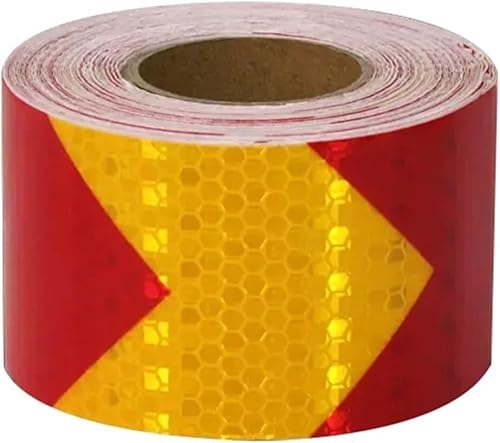 Reflektorband, Reflektierendes Sicherheitsband, Sicherheitswarnband, Selbstklebendes Warnband, Pfeile Reflektorband 5 cm x 10 Meter Warnband Hochintensiver Reflektoraufkleber Selbstklebend,(Red Yellow Reflektorband, Reflektierendes Sicherheitsband, Sicherheitswarnband, Selbstklebendes Warnband, Pfeile Reflektorband 5 cm x 10 Meter Warnband Hochintensiver Reflektoraufkleber Selbstklebend,(Red Yellow von DXEAIN