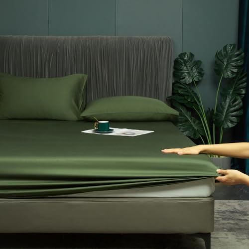 Bambus Spannbetttuch 160x200cm Grün Olivgrün Spannbettlaken 50% Bambus und Mikrofaser Bettlaken Betttuch Weich kühlend Atmungsaktiv Spannbetttuch 160 x 200 für Hohe Matratze bis 25-30 cm Bambus Spannbetttuch 160x200cm Grün Olivgrün Spannbettlaken 50% Bambus und Mikrofaser Bettlaken Betttuch Weich kühlend Atmungsaktiv Spannbetttuch 160 x 200 für Hohe Matratze bis 25-30 cm von DXHOME