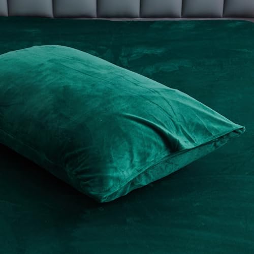 DXHOME 2er Set kissenbezüge 40x80cm Dunkelgrün Cashmer Touch Plüsch Samt Dekorativ Kissenbezug Kuschelig Ultra Weich und Atmungsaktiv im Umschlagstil von DXHOME