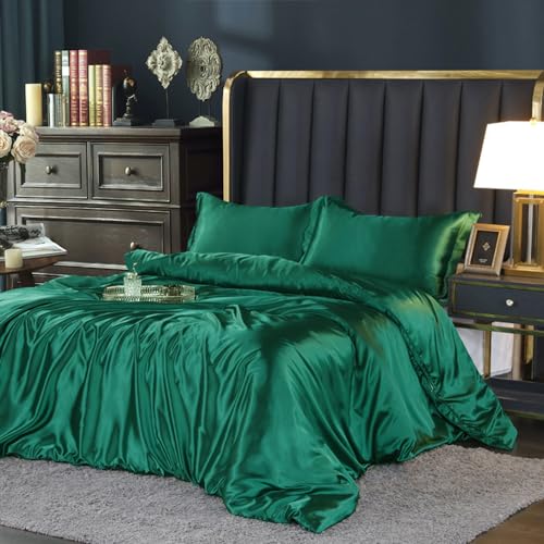 DXHOME Bettwäsche 200x220 cm Satin Grün Dunkelgrün Glanz Seide Glatt Einfarbig Bettwäsche-Sets Luxus Unifarben Microfaser King Size Bettwäscheset mit Reissverschluss und Kissenbezüge 80x80 DXHOME Bettwäsche 200x220 cm Satin Grün Dunkelgrün Glanz Seide Glatt Einfarbig Bettwäsche-Sets Luxus Unifarben Microfaser King Size Bettwäscheset mit Reissverschluss und Kissenbezüge 80x80 von DXHOME