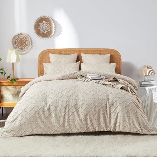 DXHOME Bettwäsche Boho 155x220cm Beige Getuftet Stickerei Vintage Geometrische Mädchen Böhmen Style Bettbezug mit Reißverschluss und 2 Kissenbezüge 80 x 80cm DXHOME Bettwäsche Boho 155x220cm Beige Getuftet Stickerei Vintage Geometrische Mädchen Böhmen Style Bettbezug mit Reißverschluss und 2 Kissenbezüge 80 x 80cm von DXHOME