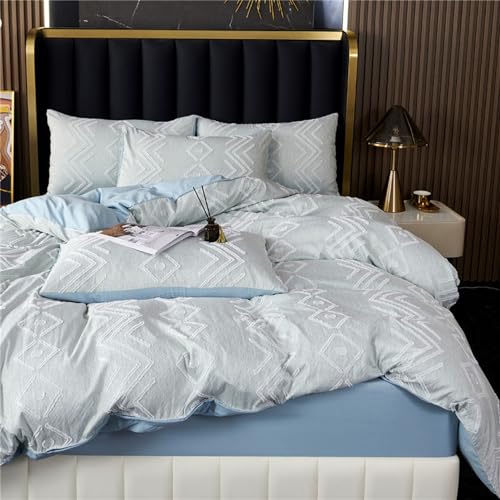 DXHOME Boho Bettwäsche 135x200 Hellblau Getuftet Stickerei Geometrisch Vintage Böhmisch Gewaschene Microfaser Bettbezug mit Reißverschluss + 1 Kissenbezug 80x80 cm DXHOME Boho Bettwäsche 135x200 Hellblau Getuftet Stickerei Geometrisch Vintage Böhmisch Gewaschene Microfaser Bettbezug mit Reißverschluss + 1 Kissenbezug 80x80 cm von DXHOME