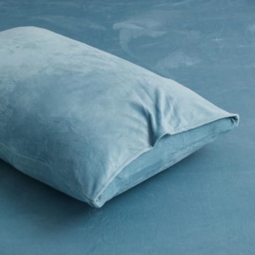 DXHOME Fleece Kissenbezüge 40 x 80 2er Set Blau Hellblau Samt Zierkissenbezüge Superweich Flauschig Kuschelig Winter Plüsch Cashmere-Touch Kissenhüllen im Umschlagstil 2 Stück von DXHOME