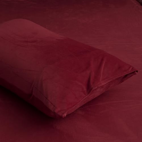 DXHOME Kissenbezug Doppelpack 40 x 80cm Rot Weinrot Samt Kissenhüllen Dekorative Fleece Winter Kissenbezüge Kopfkissenbezug 2er Set Weich und Atmungsaktiv im Umschlagstil von DXHOME