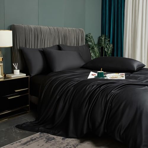 DXHOME Kühlende Bettwäsche 220x240cm Bambus Sommerbettwäsche Schwarz Uni 100% Natürlichem Bambusfaser Atmungsaktiv Kühle Bettbezug-Set Luxus Bettbezug mit Reißverschluss und 2 Kissenbezüge 80x80cm DXHOME Kühlende Bettwäsche 220x240cm Bambus Sommerbettwäsche Schwarz Uni 100% Natürlichem Bambusfaser Atmungsaktiv Kühle Bettbezug-Set Luxus Bettbezug mit Reißverschluss und 2 Kissenbezüge 80x80cm von DXHOME