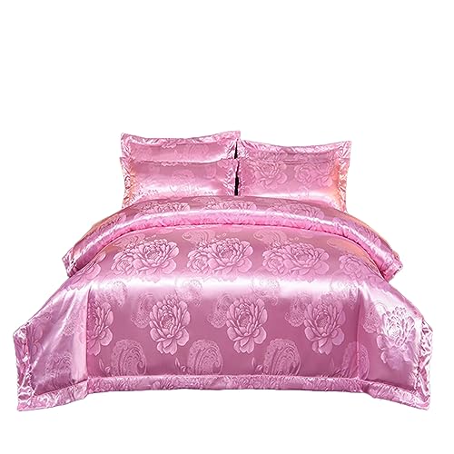 DXHOME Mcrofaser Bettwäsche Rosa 200x200 3teilig Barock Muster Mädchen Teenager Luxus Wendebettwäsche mit Reißverschluss und 2 Kissenbezüge 80 x 80cm von DXHOME
