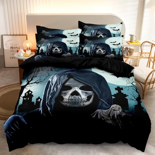 DXHOME Totenkopf Bettwäsche 135 x 200 Schwarz Gothic Wende Bettwäsche Schädel Weich Mikrofaser Halloween Mädchen Teenager Bettbezug mit Reißverschluss + 1 Kissenbezug 80x80 cm DXHOME Totenkopf Bettwäsche 135 x 200 Schwarz Gothic Wende Bettwäsche Schädel Weich Mikrofaser Halloween Mädchen Teenager Bettbezug mit Reißverschluss + 1 Kissenbezug 80x80 cm von DXHOME