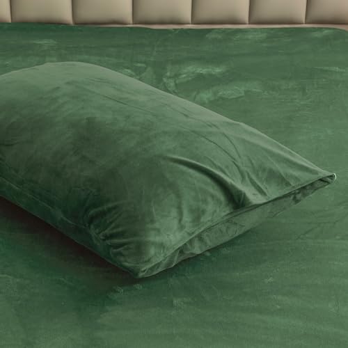 DXHOME Warme Fleece Kissenbezug 40x80 cm Grün Olivgrün Flauschiger Plüsch Kissenbezüge Cashmere Touch Kuschelig Flauschig Weich und Atmungsaktiv im Umschlagstil 2 Stück von DXHOME
