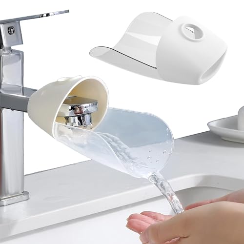 DXIA 2 Stück Wasserhahn Extender, Kinder Kunststoff Wasserhahn Verlängerung, Hahn-Extender Wasser-Hahn-Extender Wasserhahn Anzapfung Extender, für Kinder Baby Hände Waschen Badezimmer, Weiß von DXIA