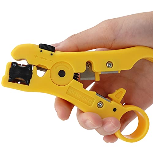 DXIA Abisolier, Abisolierwerkzeug für Koaxial- und Datenkabel, Abisolierzange mit Kabelschneider, Networking Cable Stripper with Cutter, für Netzwerk-Kabel, Ethernet-Kabel, Antennenkabel Koaxial von DXIA