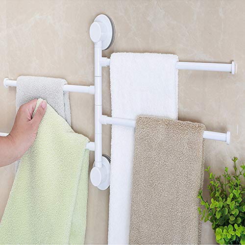DXIA Handtuchhalter, Handtuchhalter Bad ohne Bohren mit 4 Armen, 180°Drehung Handtuchhalter, für Badezimmer und Küche (Weiß) von DXIA
