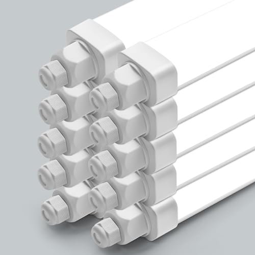 DXLIGHTING 10 Stück LED Feuchtraumleuchte 60cm, 18W 1800LM Röhrenlampe, Wannenleuchte, IP65 Kellerlampe, Verknüpfbar Feuchtraumlampe für Büro Keller Werkstatt Garage, 4000K Neutralweiß DXLIGHTING 10 Stück LED Feuchtraumleuchte 60cm, 18W 1800LM Röhrenlampe, Wannenleuchte, IP65 Kellerlampe, Verknüpfbar Feuchtraumlampe für Büro Keller Werkstatt Garage, 4000K Neutralweiß von DXLIGHTING