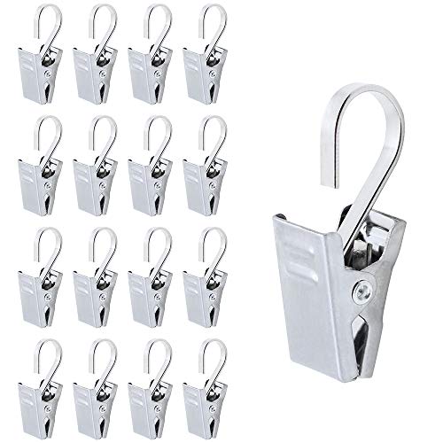 DXLing 100 Stück Clips für Gardinen Edelstahl Metallklammern mit Haken Gardinenklammer Vorhangclips Metall Clips Haken Clipvorhang Clips für Hängende Gardinen Duschevorhang Kleidung (Silber) von DXLing