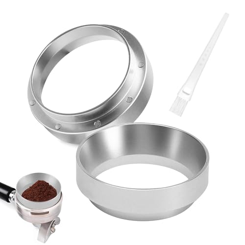 DXLing 2 Stück Kaffee Dosierring 51mm Magnetisch Dosiertrichter Espresso Trichter Fülltrichter Aluminium Espresso Dosiertrichter 51mm für Siebträger Brühschüssel Kaffeepulver Exakten Abfüllen von DXLing