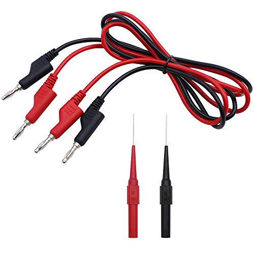 DXLing 4mm 2 Stück Multimeter Prüfsonde 2 Stück Multimeter Bananenstecker Doppelstecker Multimeter Kabel Set Rot und Schwarz Testsonden Bananenstecker Testkabel Prüfspitzen für Digitale Multimeter von DXLing