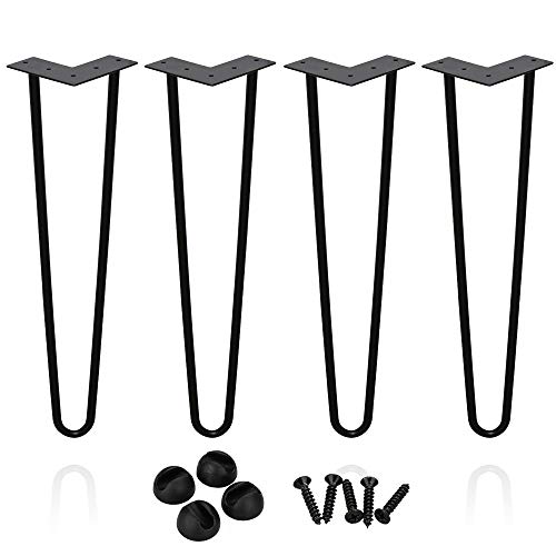 Einfeben 4er Set Hairpin Legs Haarnadel 2-Stange 35cm Tischbeine Tischkufen Metall schwarz Tischgestell Möbelbein Tischzubehör DIY 15cm-72cm, für Esstisch Couchtisch Schreibtisch von DXQ