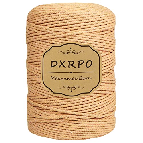 DXRPO Makramee Garn 3 mm x 300 m, Natürliches Makramee, Baumwollgarn Macrame Cord, Baumwollkordel Wird Verwendet Wandbehang, Makramee Blumenampel, DIY Handwerk Pflanze Aufhänger Boho Deko,Braun von DXRPO