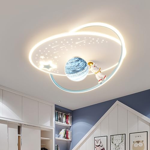 DXSIMUAI Kinderlampe LED Deckenleuchte,LED Kinder Deckenlampe Mit Fernbedienung,Modern Design Mond Astronaut Deckenlampe,Kinderzimmer Schlafzimmer Lampe von DXSIMUAI